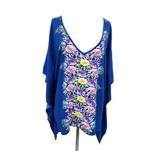 NWOT Blu Moon Blue Floral Coverup Womens XS Tunic Top Rayon